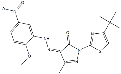 1-[4-(tert-butyl)-1,3-thiazol-2-yl]-3-methyl-1H-pyrazole-4,5-dione 4-[N-(2-methoxy-5-nitrophenyl)hydrazone]