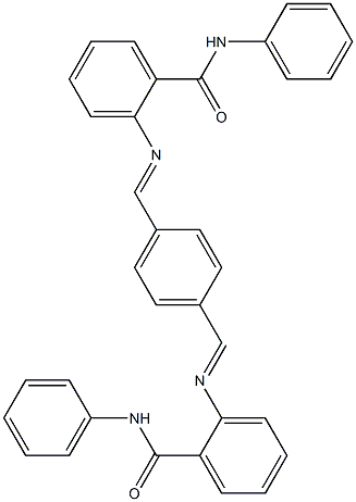 2-({(E)-[4-({[2-(anilinocarbonyl)phenyl]imino}methyl)phenyl]methylidene}amino)-N-phenylbenzamide Struktur