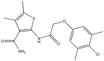 2-{[2-(4-chloro-3,5-dimethylphenoxy)acetyl]amino}-4,5-dimethyl-3-thiophenecarboxamide Structure