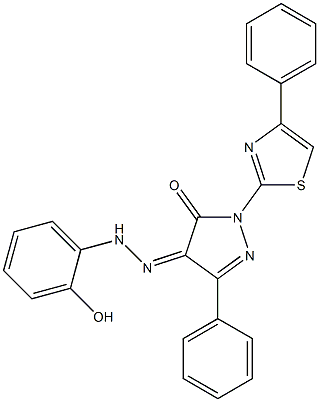 3-phenyl-1-(4-phenyl-1,3-thiazol-2-yl)-1H-pyrazole-4,5-dione 4-[N-(2-hydroxyphenyl)hydrazone]