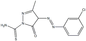 4-[(E)-2-(3-chlorophenyl)diazenyl]-3-methyl-5-oxo-4,5-dihydro-1H-pyrazole-1-carbothioamide Struktur