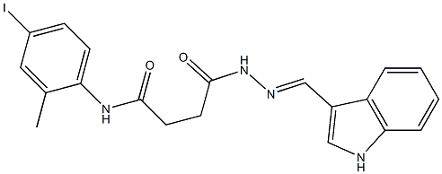 4-{2-[(E)-1H-indol-3-ylmethylidene]hydrazino}-N-(4-iodo-2-methylphenyl)-4-oxobutanamide 化学構造式
