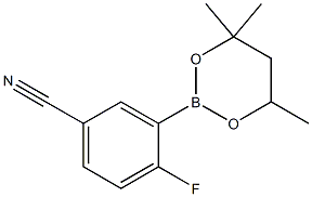 4-Fluoro-3-(4,4,6-trimethyl-1,3,2-dioxaborinan-2-yl)benzonitrile,,结构式