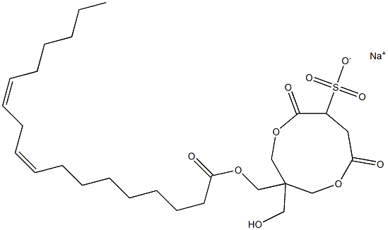 1-[[[(9Z,12Z)-1-Oxo-9,12-octadecadien-1-yl]oxy]methyl]-1-(hydroxymethyl)-4,7-dioxo-3,8-dioxacyclononane-6-sulfonic acid sodium salt 结构式