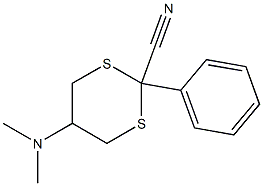 5-(ジメチルアミノ)-2-[フェニル]-1,3-ジチアン-2-カルボニトリル 化学構造式