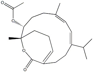 (1S,2R,5E,7E,11Z)-1,5-Dimethyl-2-acetoxy-8-(1-methylethyl)-15-oxabicyclo[9.3.2]hexadeca-5,7,11-triene-16-one Structure