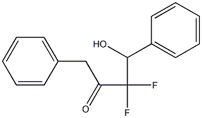3,3-ジフルオロ-4-ヒドロキシ-1,4-ジフェニル-2-ブタノン 化学構造式