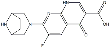 6-フルオロ-1,4-ジヒドロ-4-オキソ-7-(3,8-ジアザビシクロ[3.2.1]オクタン-3-イル)-1,8-ナフチリジン-3-カルボン酸 化学構造式