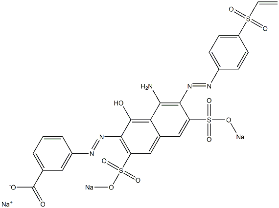 m-[8-Amino-1-hydroxy-7-[p-(vinylsulfonyl)phenylazo]-3,6-di(sodiooxysulfonyl)-2-naphtylazo]benzoic acid sodium salt Struktur