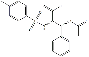 酢酸(1R,2S)-1-フェニル-2-(トシルアミノ)-3-ヨード-3-ブテニル 化学構造式