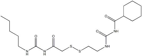 1-(Cyclohexylcarbonyl)-3-[2-[[(3-pentylureido)carbonylmethyl]dithio]ethyl]urea Structure