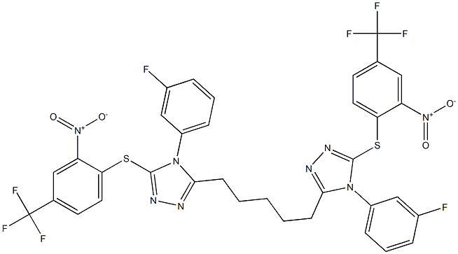 5,5'-(1,5-Pentanediyl)bis[4-(3-fluorophenyl)-3-(2-nitro-4-trifluoromethylphenylthio)-4H-1,2,4-triazole] Struktur