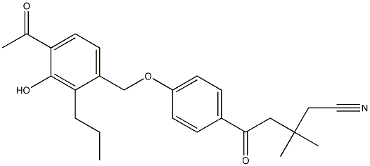 5-[4-(4-Acetyl-3-hydroxy-2-propylbenzyloxy)phenyl]-5-oxo-3,3-dimethylpentanenitrile Struktur