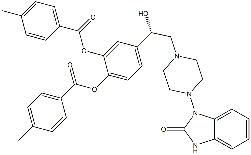 4-[(S)-2-[4-[(2,3-Dihydro-2-oxo-1H-benzimidazol)-1-yl]-1-piperazinyl]-1-hydroxyethyl]-1,2-phenylenebis(4-methylbenzoate) Structure