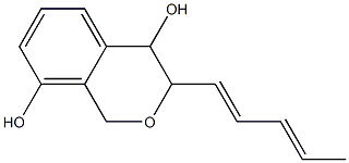 3-[(1E,3E)-1,3-ペンタジエニル]-3,4-ジヒドロ-1H-2-ベンゾピラン-4,8-ジオール 化学構造式