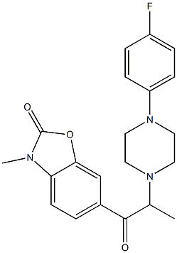 6-[2-[4-(4-フルオロフェニル)ピペラジン-1-イル]プロピオニル]-3-メチルベンゾオキサゾール-2(3H)-オン 化学構造式