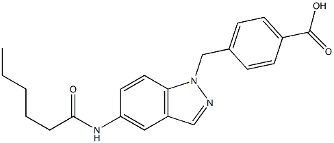 4-(5-Hexanoylamino-1H-indazol-1-ylmethyl)benzoic acid 结构式