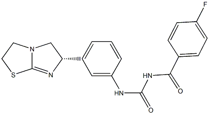 1-(4-フルオロベンゾイル)-3-[3-[[(6S)-2,3,5,6-テトラヒドロイミダゾ[2,1-b]チアゾール]-6-イル]フェニル]尿素 化学構造式
