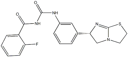 1-(2-フルオロベンゾイル)-3-[3-[[(6S)-2,3,5,6-テトラヒドロイミダゾ[2,1-b]チアゾール]-6-イル]フェニル]尿素 化学構造式