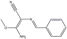 (E)-3-Amino-3-methoxy-2-[[benzylidene]amino]propenenitrile Struktur