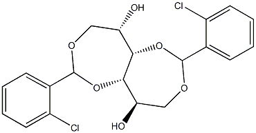 1-O,4-O:3-O,6-O-ビス(2-クロロベンジリデン)-L-グルシトール 化学構造式