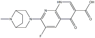 6-Fluoro-1,4-dihydro-4-oxo-7-(8-methyl-3,8-diazabicyclo[3.2.1]octan-3-yl)-1,8-naphthyridine-3-carboxylic acid Struktur