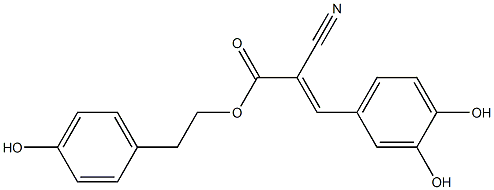 (E)-2-シアノ-3-(3,4-ジヒドロキシフェニル)アクリル酸2-(4-ヒドロキシフェニル)エチル 化学構造式