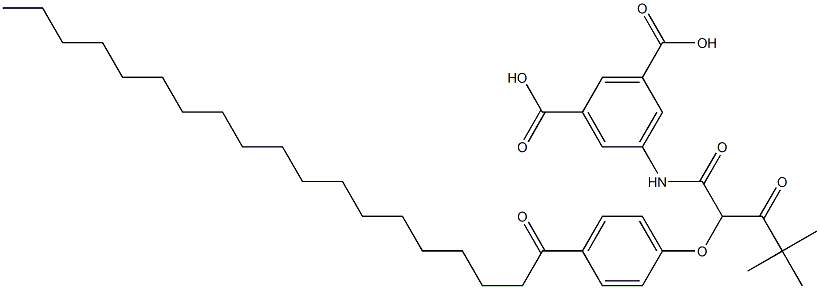 N-(3,5-ジカルボキシフェニル)-α-ピバロイル-α-[p-(オクタデシルカルボニル)フェノキシ]アセトアミド 化学構造式