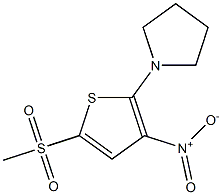 2-(1-ピロリジニル)-3-ニトロ-5-メチルスルホニルチオフェン 化学構造式