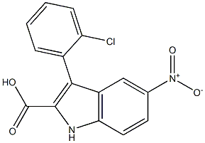 3-(o-クロロフェニル)-5-ニトロ-1H-インドール-2-カルボン酸 化学構造式