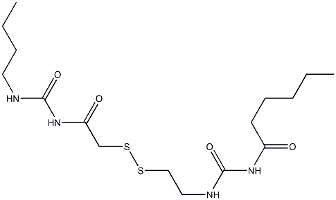 1-Hexanoyl-3-[2-[[(3-butylureido)carbonylmethyl]dithio]ethyl]urea 结构式
