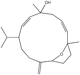 [3E,13E,(+)]-5,8-Epoxy-1,5-dimethyl-9-methylene-12-(1-methylethyl)cyclotetradeca-3,13-diene-1-ol Structure
