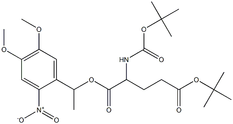 2-(tert-Butoxycarbonylamino)-4-(tert-butoxycarbonyl)butanoic acid 1-(4,5-dimethoxy-2-nitrophenyl)ethyl ester Struktur