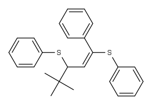 (E)-1,3-ビス(フェニルチオ)-1-フェニル-4,4-ジメチル-1-ペンテン 化学構造式