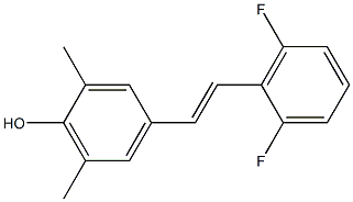 4-[(E)-2-(2,6-ジフルオロフェニル)エテニル]-2,6-ジメチルフェノール 化学構造式