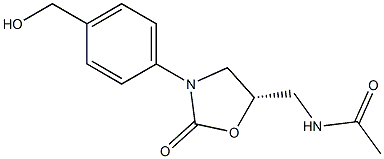 (5S)-5-Acetylaminomethyl-3-[4-hydroxymethylphenyl]oxazolidin-2-one Struktur