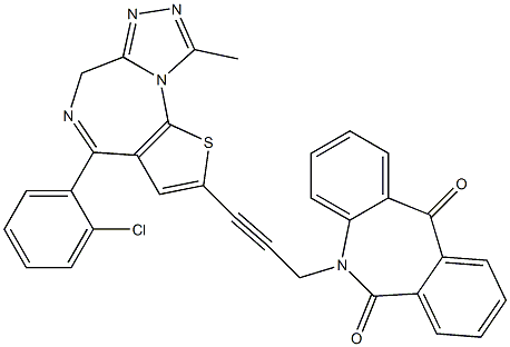 4-(2-Chlorophenyl)-9-methyl-2-[3-[(6,11-dihydro-6,11-dioxo-5H-dibenz[b,e]azepin)-5-yl]-1-propynyl]-6H-thieno[3,2-f][1,2,4]triazolo[4,3-a][1,4]diazepine Struktur