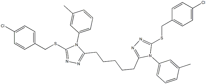 5,5'-(1,5-ペンタンジイル)ビス[4-(3-メチルフェニル)-3-(4-クロロベンジルチオ)-4H-1,2,4-トリアゾール] 化学構造式