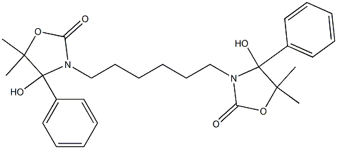 3,3'-ヘキサメチレンビス(4-ヒドロキシ-5,5-ジメチル-4-フェニルオキサゾリジン-2-オン) 化学構造式