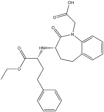 (2R)-4-Phenyl-2-[[[(3S)-2,3,4,5-tetrahydro-2-oxo-1-(hydroxycarbonylmethyl)-1H-1-benzazepin]-3-yl]amino]butyric acid ethyl ester Struktur