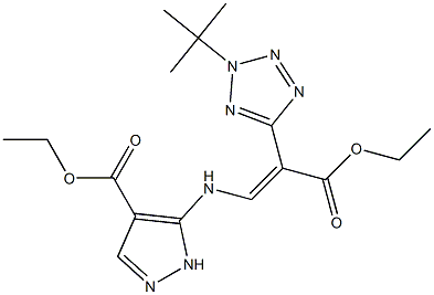 2-(2-tert-Butyl-2H-tetrazol-5-yl)-3-[[4-(ethoxycarbonyl)-1H-pyrazol-5-yl]amino]acrylic acid ethyl ester Struktur