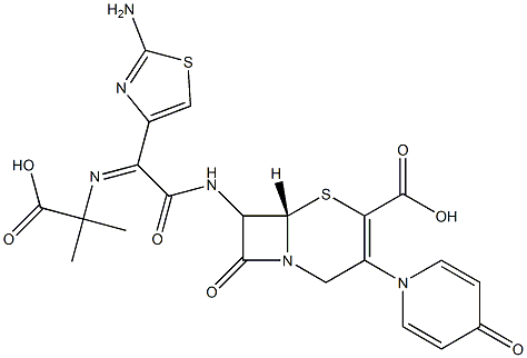 7-[(Z)-2-(2-Aminothiazol-4-yl)-2-[(1-methyl-1-carboxyethyl)imino]acetylamino]-3-[(1,4-dihydro-4-oxopyridin)-1-yl]cepham-3-ene-4-carboxylic acid Structure