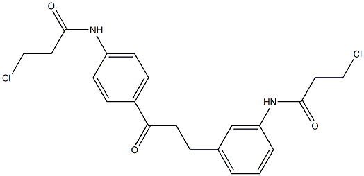 1-[4-[(3-Chloropropanoyl)amino]phenyl]-3-[3-[(3-chloropropanoyl)amino]phenyl]-1-propanone Struktur