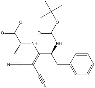[(S)-3-Phenyl-2-[(tert-butoxycarbonyl)amino]-1-[(R)-1-(methoxycarbonyl)ethylamino]propylidene]malononitrile Structure