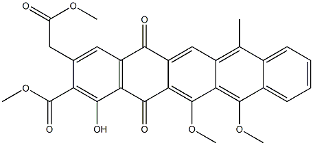 1-Hydroxy-12,13-dimethoxy-2-(methoxycarbonyl)-3-[(methoxycarbonyl)methyl]-7-methyl-5,14-pentacenedione