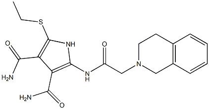 2-[[[(1,2,3,4-テトラヒドロイソキノリン)-2-イル]アセチル]アミノ]-5-[エチルチオ]-1H-ピロール-3,4-ジカルボアミド 化学構造式