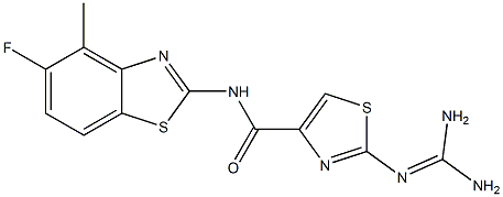 2-(Diaminomethyleneamino)-N-(5-fluoro-4-methyl-2-benzothiazolyl)thiazole-4-carboxamide Struktur