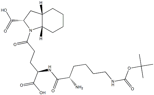 (2S,3aS,7aS)-Octahydro-1-[(4R)-4-[[(2S)-2-amino-6-tert-butoxycarbonylaminohexanoyl]amino]-4-carboxybutyryl]-1H-indole-2-carboxylic acid Struktur
