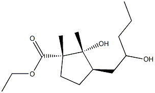 (1S,2R,3R)-2-ヒドロキシ-3-(2-ヒドロキシペンチル)-1,2-ジメチルシクロペンタン-1-カルボン酸エチル 化学構造式