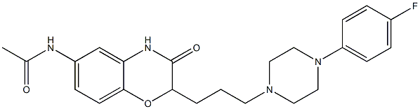 2-[3-[4-(4-フルオロフェニル)ピペラジン-1-イル]プロピル]-6-アセチルアミノ-2H-1,4-ベンゾオキサジン-3(4H)-オン 化学構造式